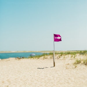 Cape Cod Art, Shark Flag on the Beach Wall Art, New England Beach House Wall Art, Large Coastal Art, Sandy Beach Photograph image 4