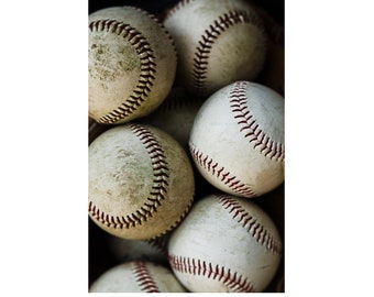 Photograph of Baseballs as Sports Arts Print for Nursery, Child Room or Man Cave Wall Art, Baseball Wall Art, Baseball Sports Fan Gift