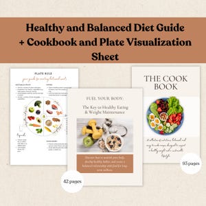 Healthy and Balanced Diet Guide, Weight Loss Recipes Cookbook, Healthy Plate Visualization Sheet, Digital Cookbook, Meal Prep Guide
