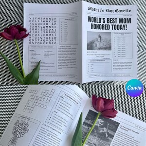 Plantilla de periódico para el Día de la Madre, regalo para mamá, tarjeta personalizada para el Día de la Madre, plantilla editable de Canva para el Día de la Madre, tarjeta de regalo única