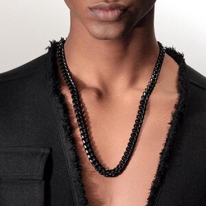 Cuban link black chain best sale