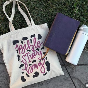 Cow Print Canvas Tote Bag, Bible study Bag, Farmhouse Chic Reusable Shoulder Bag, Western Ranch Carry all Handbag, Cattle Print