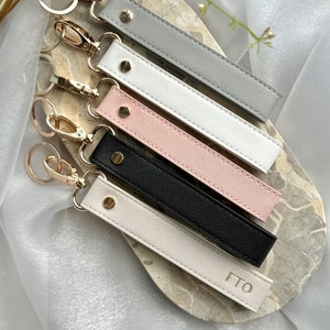 Llavero de bucle personalizado, pulsera de cuero personalizada, pulsera con monograma, correa para llave, llavero manos libres, regalo personalizado para el Día de la Madre para mamá