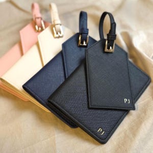 Personalised Passport Holder and Luggage Tag Set, Custom Monogram Travel Accessories, Passport Cover and Bag Tag