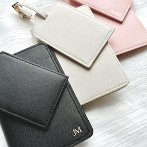 Personalised Passport Holder and Luggage Tag Set Monogram Luggage Tag & Passport Cover Set Custom Passport Mothers day gift from daughter