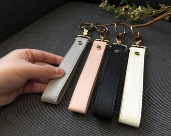 Monogram Wristlet Keychain, Leather Loop Key holder with Custom Initials, Bridesmaid Proposal, Personalised Bridesmaid Accessories