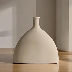 Ceramic Vase Abstract White Flower Vase  Elegant Tabletop Accent
