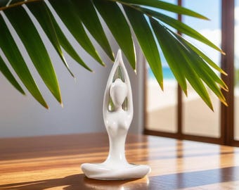 Abstract Figure Art Ceramic Yoga Poses Elegant Porcelain Lady Figurine for Home Yoga Study Studio Décor