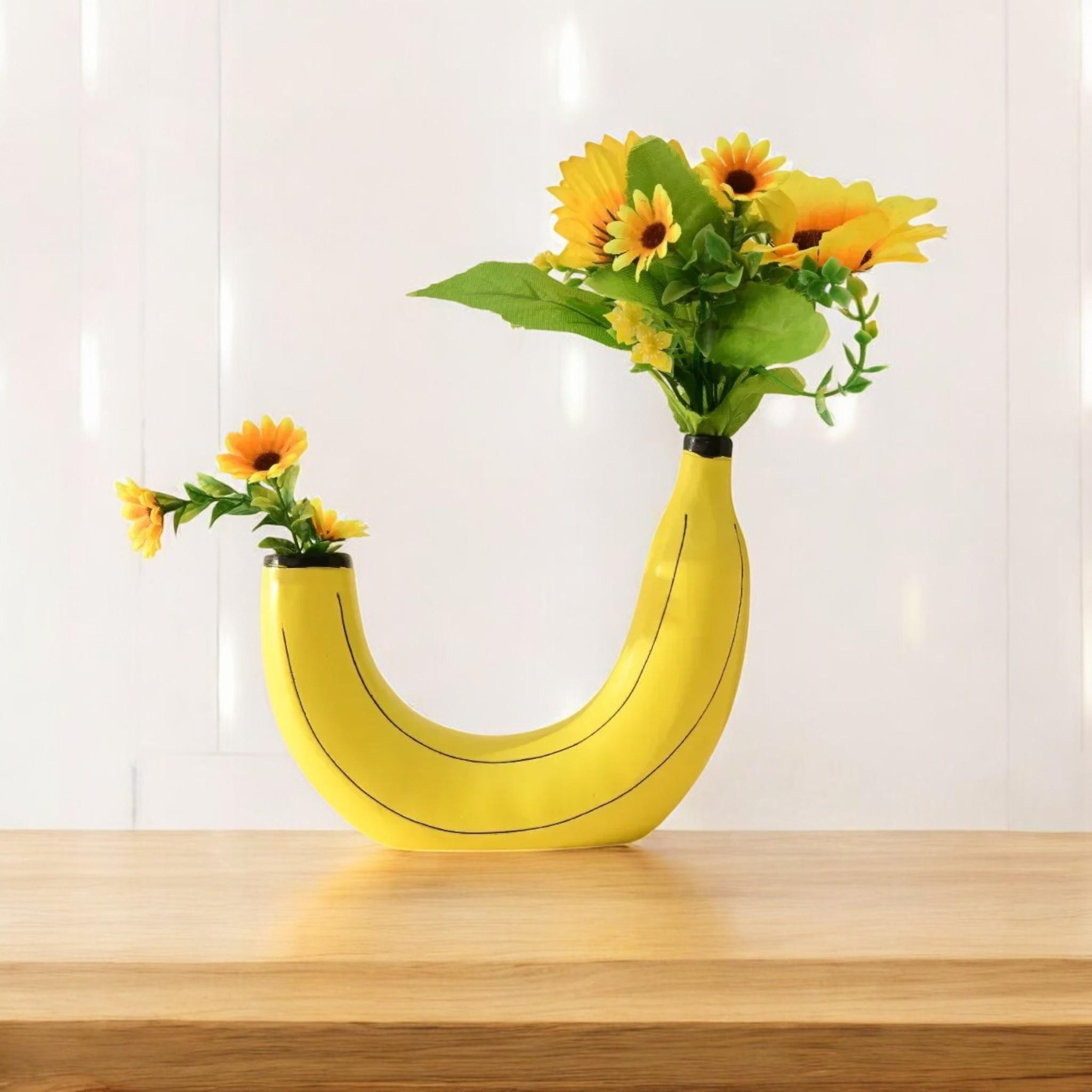 バナナの花瓶、独創的なダブルヘッド樹脂製アート装飾 - Etsy 日本