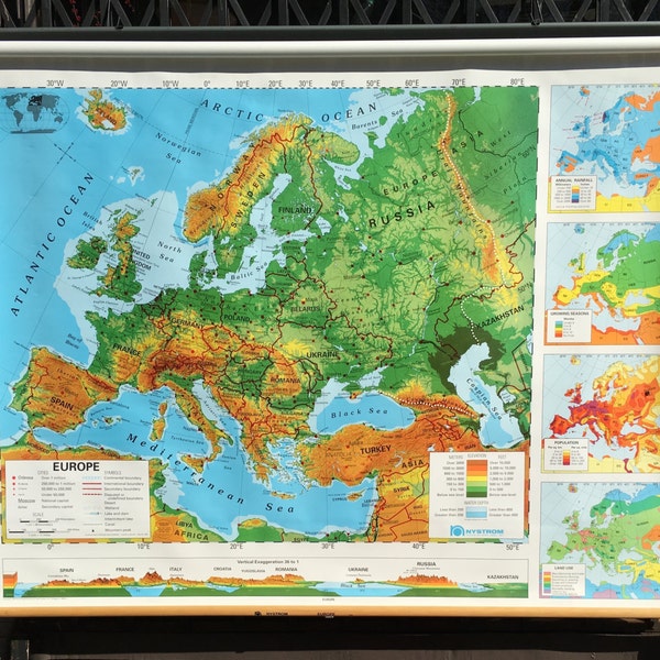 Vintage Nystrom Continental Map of Europe