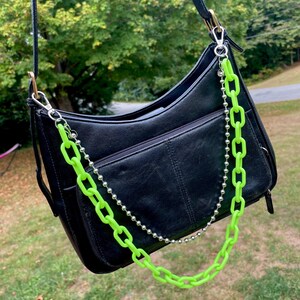 Bolso bandolera de piel auténtica negra, tipo cartera, tipo bandolera, con cadena o dije para monedero
