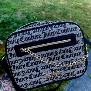 Bolso de hombro Juicy Couture negro, bolso de muñeca, bolso tipo cartera con dije de diamantes