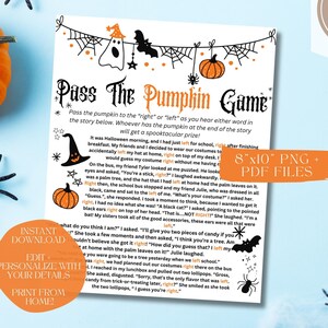 Pass The Pumpkin Game Halloween Printable, Halloween Games, Halloween Activities, Halloween Party, Birthday Party Games, Left Right Game