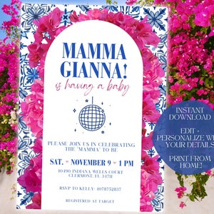 Mamma Mia-Babyparty, Mamma Mia-Einladung, Mamma Mia-Party, Mamma Mia, Babyparty, Babypartyeinladung, Mamma Mia-Babypartyeinladung