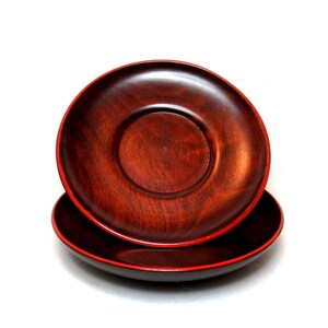 Set mit 2 Yamanaka-nuri Fuki-Urushi Chataku-Untersetzern. 120 mm. Mini-Bonsai-Tablett. Lackierte Holzwaren. Handgefertigt. Yunomi-Tablett / ur3
