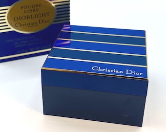 Vintage Christian Dior “Diorlight” Loose Powder, Shade 601, 1990's Blue and Gold Collectible