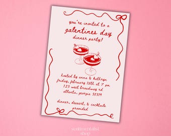 Galentines Party Invitation Template - Instant Download