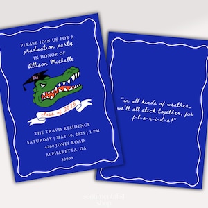Modello di invito per la festa/laurea dell'Università della Georgia disegnato a mano - Download immediato