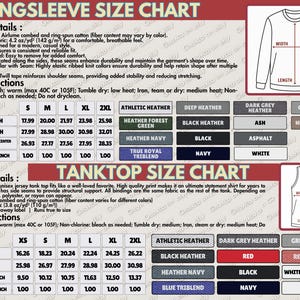 a long sleeve size chart for a tank top