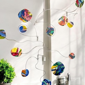 Color Burst Graffiti Mobile – 26x31 Abstract Hanging Sculpture in Motion