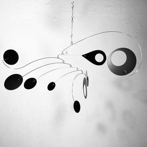 Hanging Mobile in Black For Low Ceiling USA or Sun Room Calypso Style Modern Kinetic Sculpture image 3