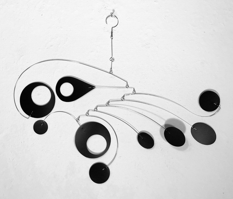 Hanging Mobile in Black For Low Ceiling USA or Sun Room Calypso Style Modern Kinetic Sculpture image 2