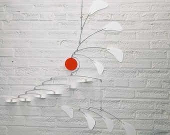 Mobile White Modern Large Arrow Style Kinetic Sculpture