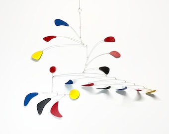 Mobile Large Mid Century Modern in Hudson's Bay Mobile 2 Style Hanging Mobile for your Business or Home in mid mod colors