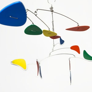 Hanging Mobile Serenity Style Mid Century Modern Kinetic Art in Rainbow
