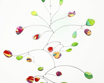 Handcrafted Mobile Sculpture Petals and Leaves Kinetic Art