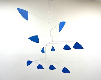 Art Mobile Hanging Kinetic Sculpture with Great Movement in Blue Skysetter