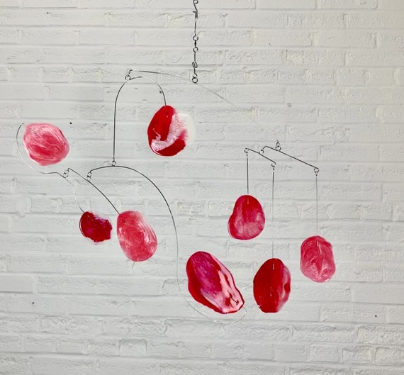 Mobile Art In Stock Hanging Ceiling Sculpture In Red Glow In The Dark