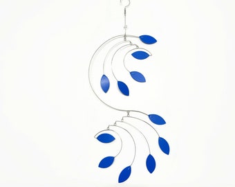 Adult Mobile Dream Catcher Style in Blue Kinetic Art Sculpture