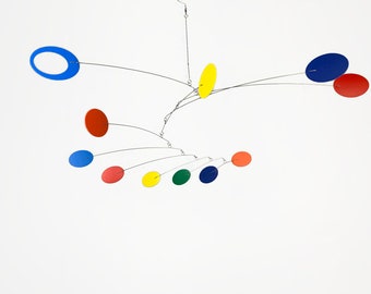 Hanging Mobile Art in Zen Style - Rainbow Mobile for Nursery or Playroom