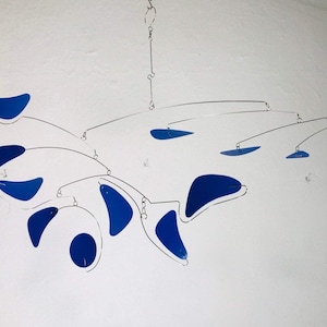 Hanging Mobile Royal Blue in Serenity Style for Home or Office Kinetic Art Sculpture