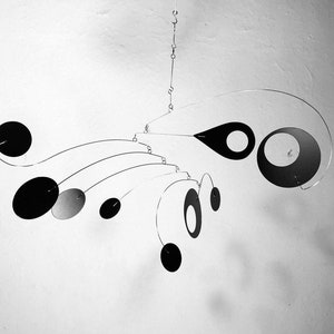 Hanging Mobile in Black For Low Ceiling USA or Sun Room Calypso Style Modern Kinetic Sculpture image 5