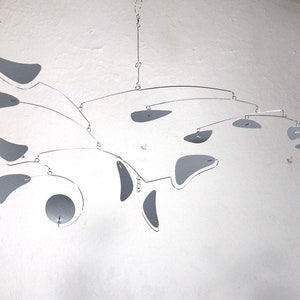 Mobile For Low Ceiling Loft or Sun Room - Serenity Style in Gray Modern Mobile Kinetic Sculpture Bestseller