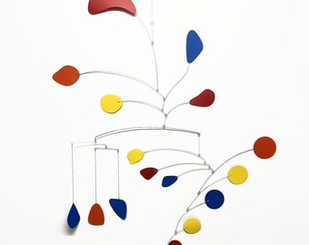 Large Mobile 4ft x 4ft approx - Primary Colors Mid Century Modern adult mobile. Custom Colors and materials Avail