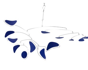 Hanging Mobile Royal Blue in Serenity Style for Home or Office Kinetic Art Sculpture