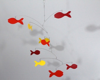 Fish Mobile Kinetic Art with Red Fish Skysetter Fish Style