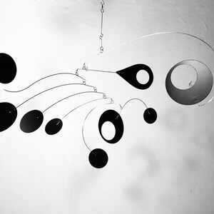 Hanging Mobile in Black For Low Ceiling USA or Sun Room Calypso Style Modern Kinetic Sculpture image 4
