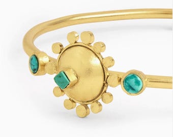 Mantra Bloom Slick Stupa Bracelet - Handmade Bracelet - Gold Bracelet - Silver Bracelet Handmade in Nepal - Gift for her - Gift - NeNepal