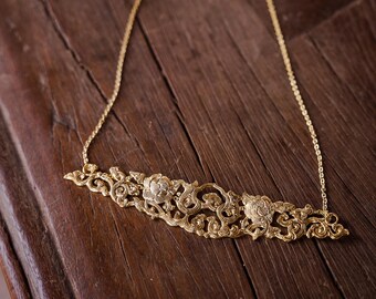 Gold Plated Brass Flower Pendant – Handcrafted Nepalese Jewelry