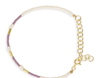 Lilac Beaded Bracelet: Handcrafted Nepali Jewelry