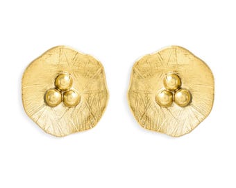 Combo Best Gift - Floral Bell & Plain Studs | Handcrafted Gold-Plated Earrings | Made in Nepal | Gift for mom -  Handmade Stud - NeNepal