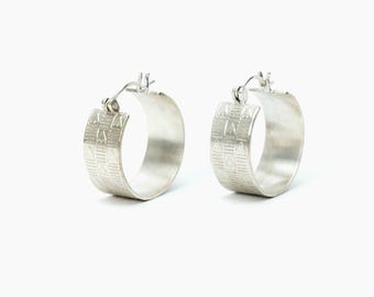 Handmade Mountain Etched Hoop Earrings – Nepal Jewelry