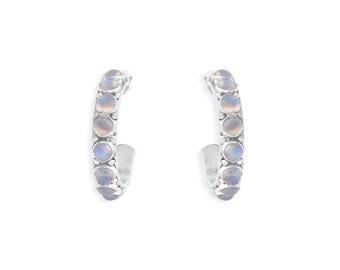 Handmade Moonstone Sterling Silver Hoops – Ethical Nepal Jewelry