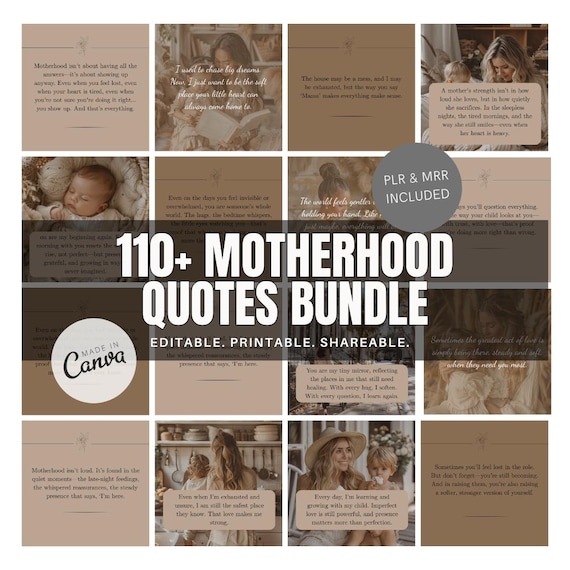 Motherhood Quotes Bundle: Canva Instagram Templates (PLR/MRR)
