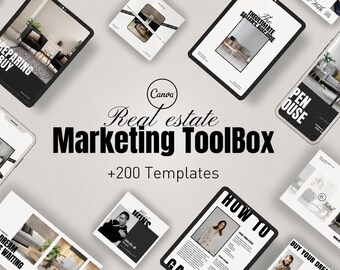 Real Estate Marketing Toolbox | 200+ Canva Templates for Instagram, Open House, CMA & Buyer Guides
