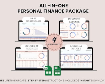 Personal Finance Dashboard Net Worth Tracker Excel Spreadsheet Google Sheets Template Savings & Debt Payoff Tracker Financial Planner Tool
